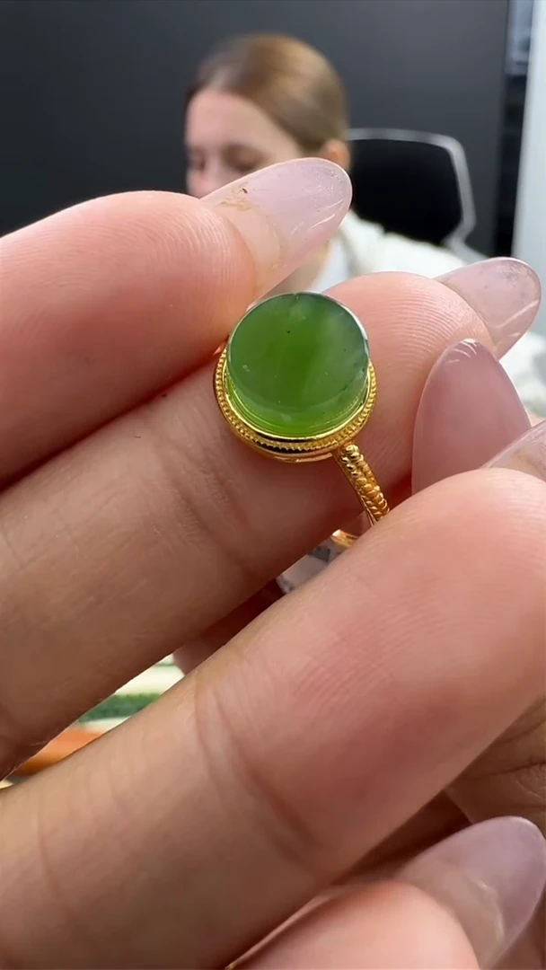 【闪购商品】和田玉（碧玉）戒指未镶嵌8秒拍号