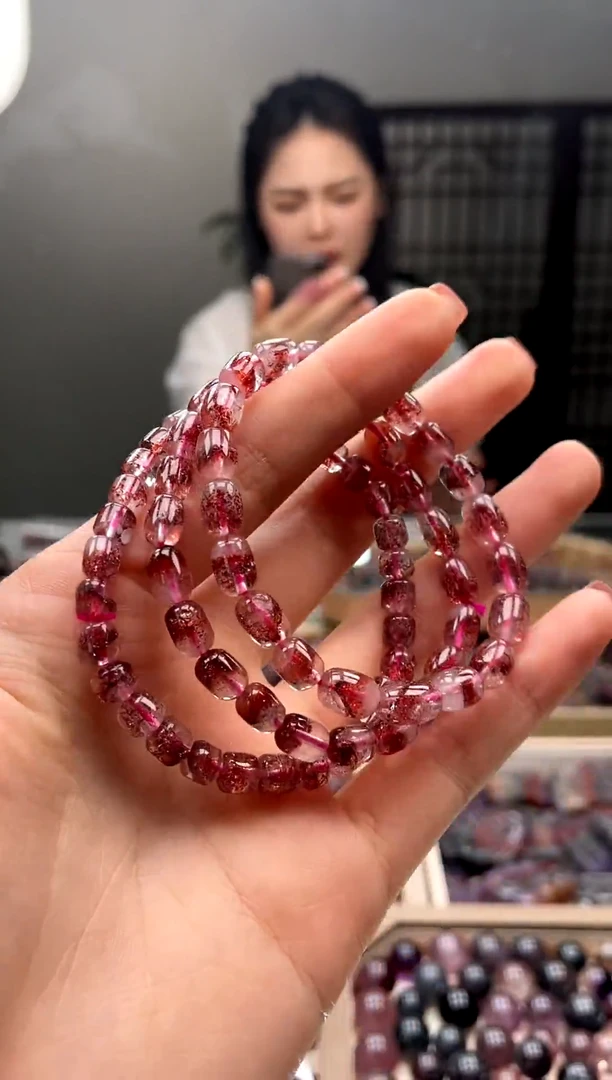 未镶嵌手串水晶超七金草莓桶珠手串6mm多样性发一