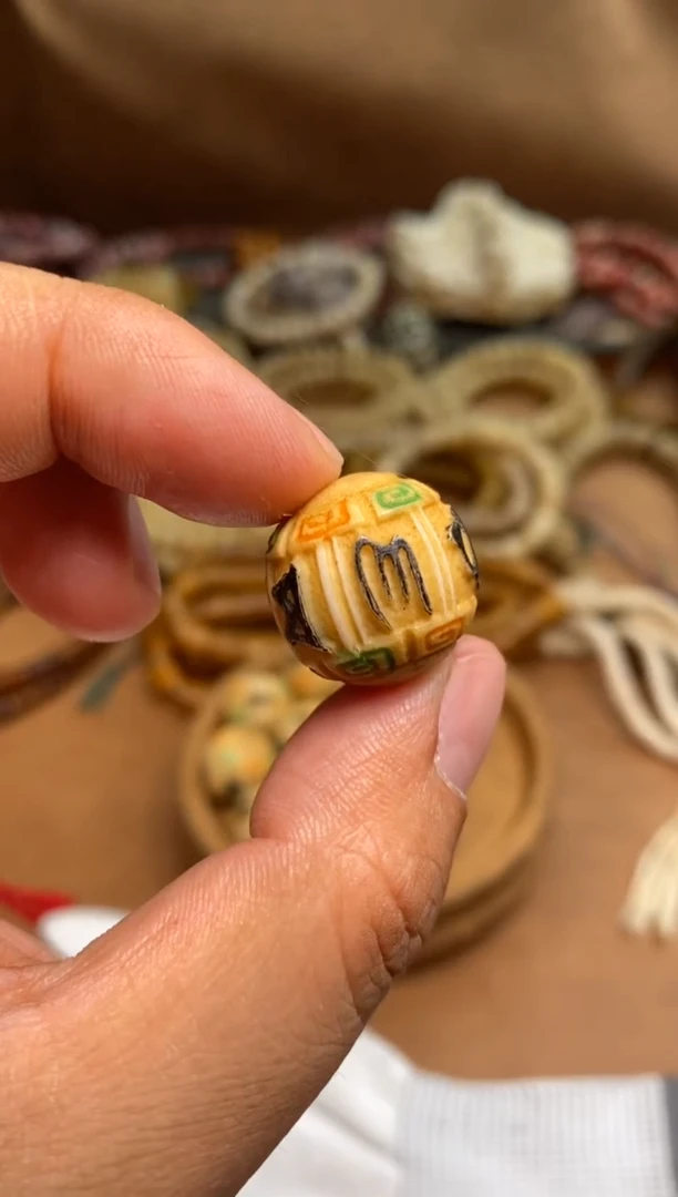 其他鹿骨P1251-鹿角雕刻六字