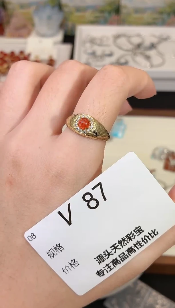 银S925镶嵌戒指长石多样性发一V87