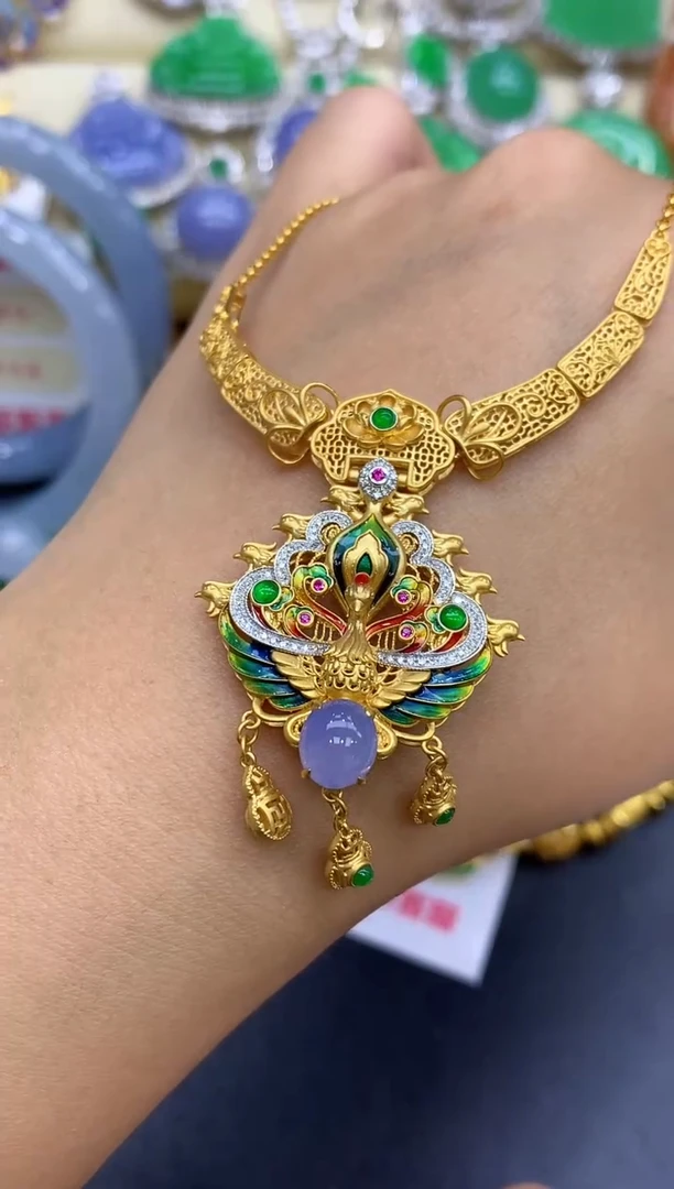 颈饰18K金镶嵌翡翠705-中国好珍宝