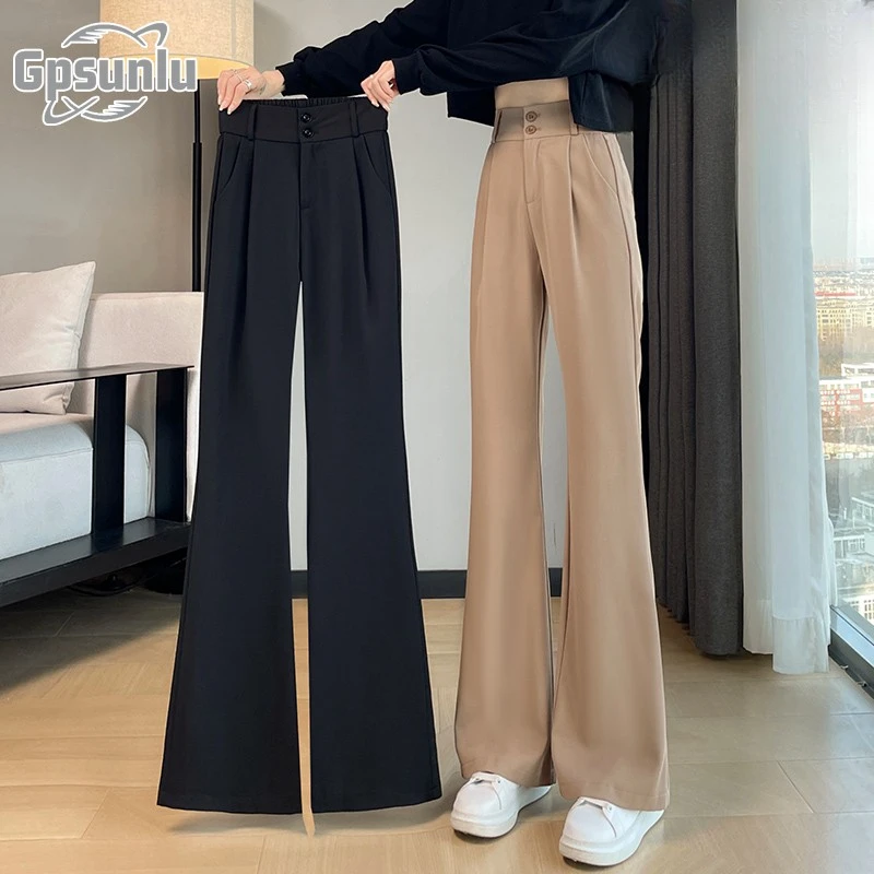 gpsunlu微喇叭裤女新款爆款秋季加绒高腰阔腿女士高腰显瘦喇叭裤