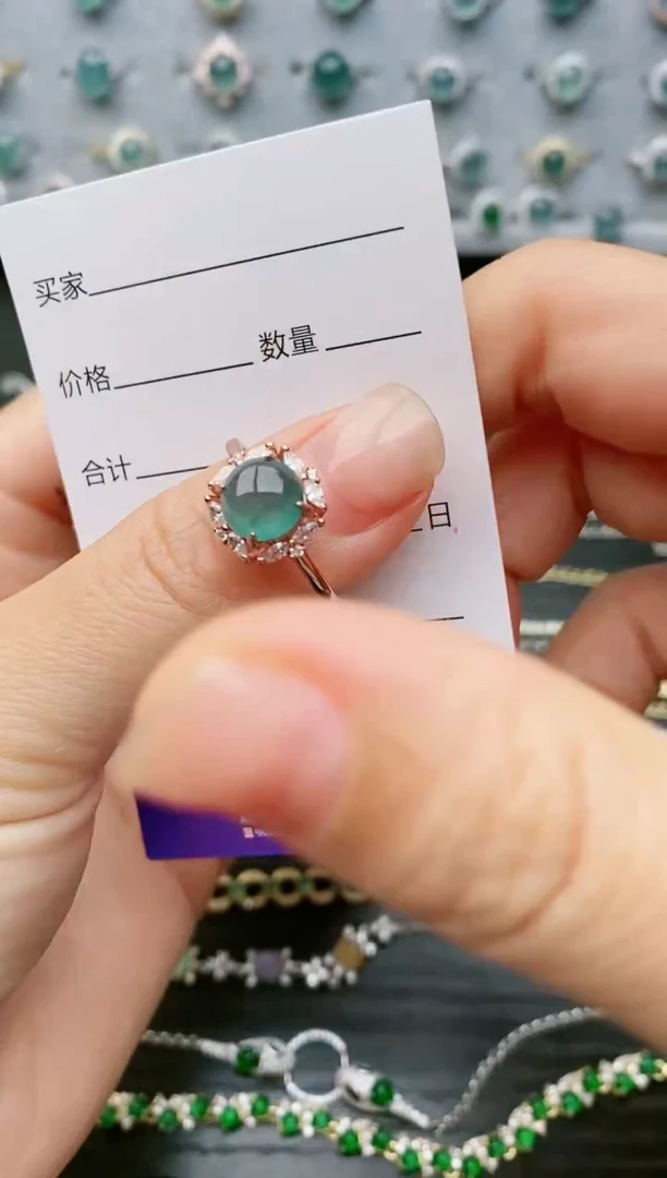【闪购商品】翡翠戒指银S925镶嵌9530
