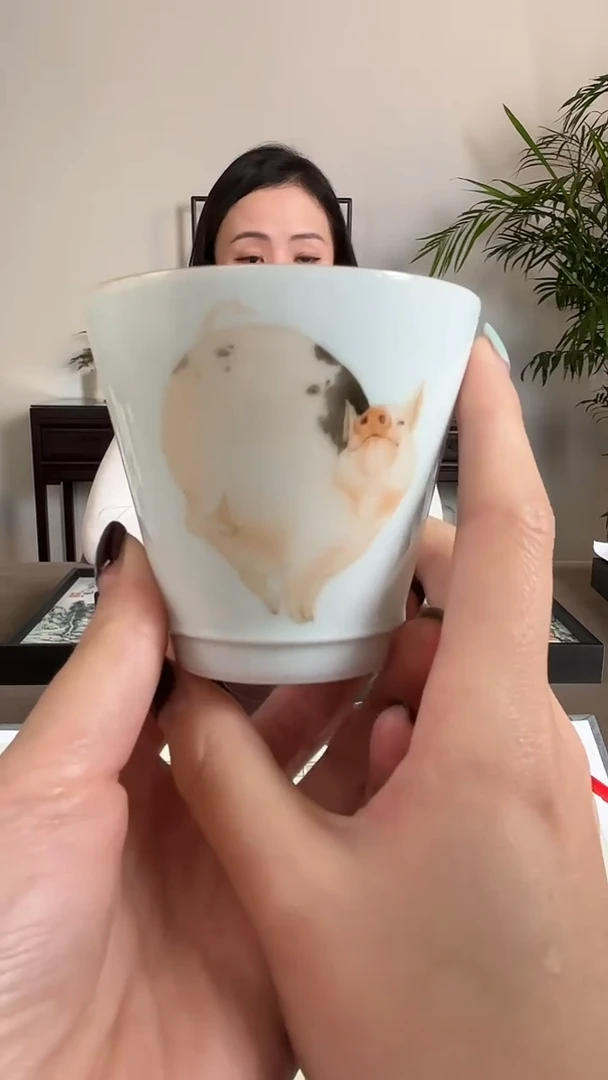 杯子陶瓷谭龙操《肥美小猪》陶瓷单杯
