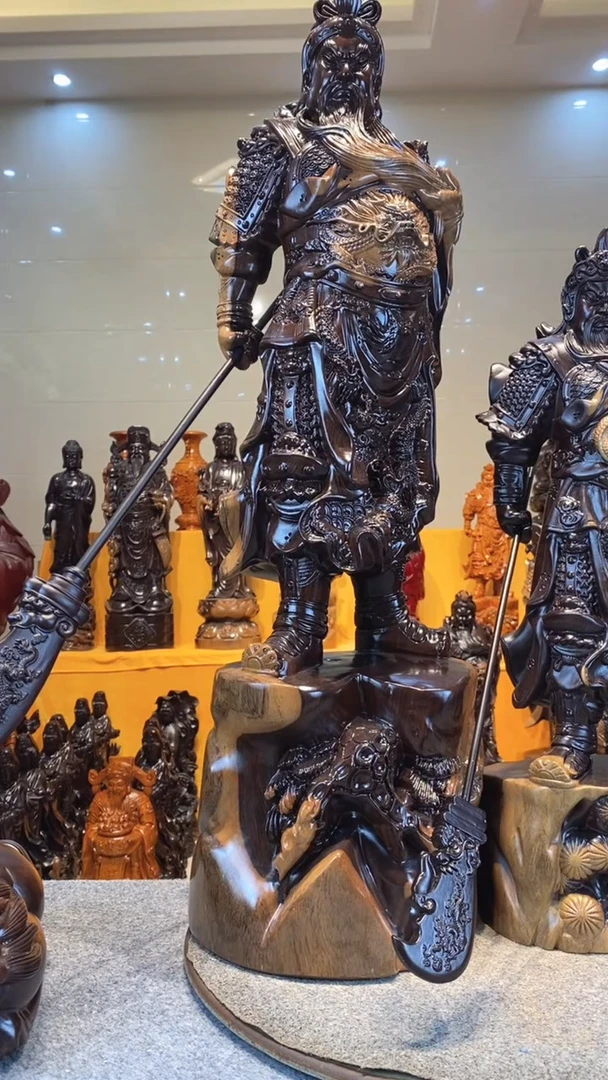 【闪购商品】风车木（黑檀木）木雕关公