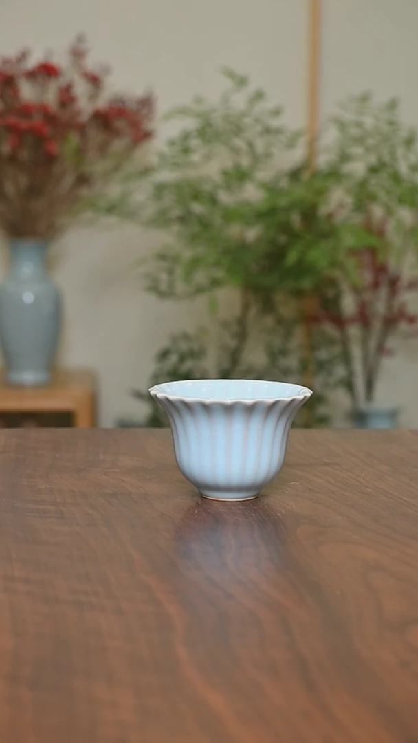 【闪购商品】其他微瑕天青釉朱家汝窑款青隽杯70毫升