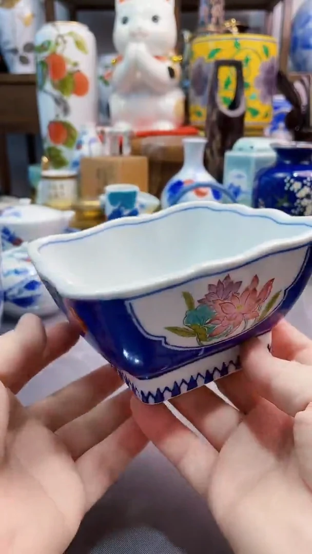 瓷片日产青花方钵