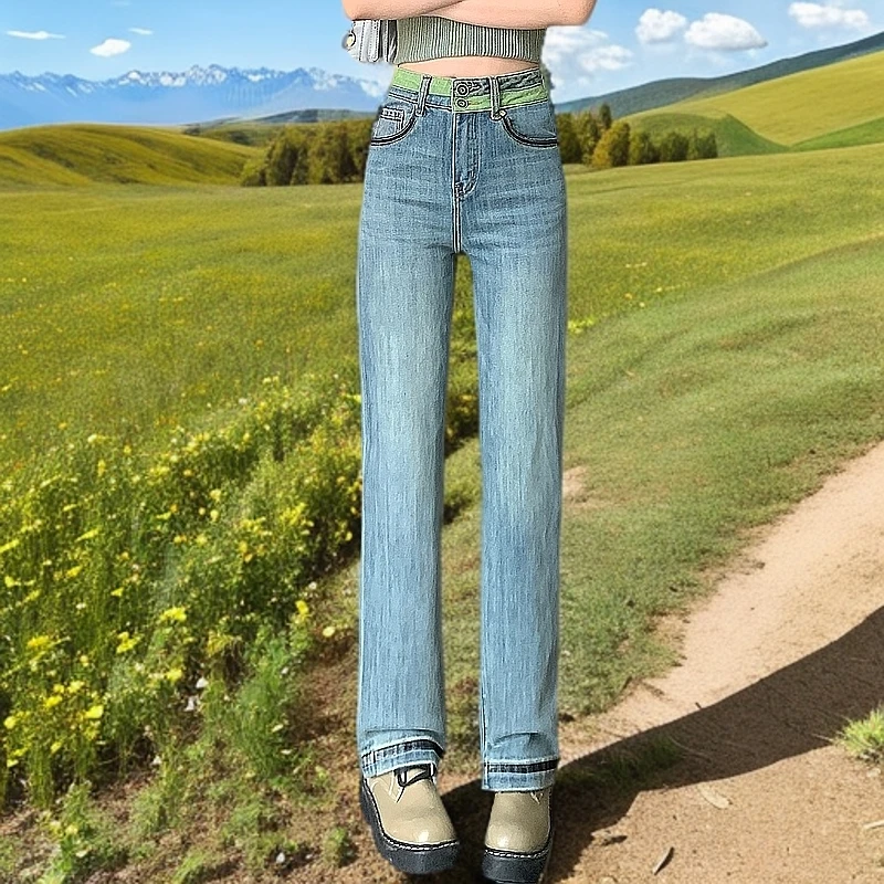 ZENGZHI/增致牛仔TZ3808早春新款时尚百搭修身显瘦直筒牛仔裤女