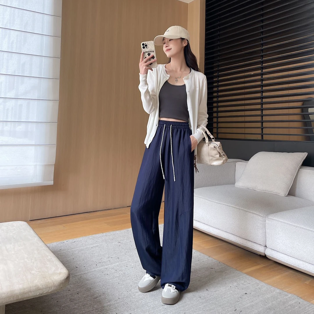 【杭州群姐家】25508春夏超柔软纯顺感显瘦遮肉抽绳拖地牛仔裤