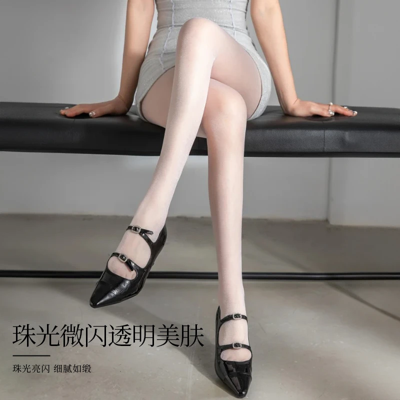 纯欲满天星丝袜亮晶晶珠光性感黑丝超薄款防勾丝光腿神器自然裸感