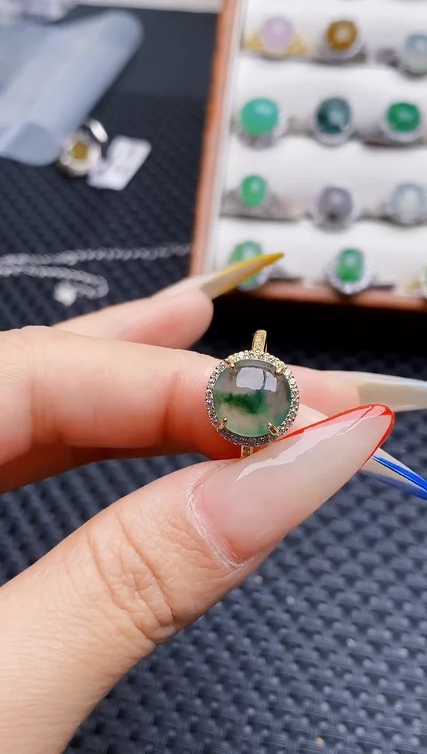 银S925镶嵌戒指翡翠0204