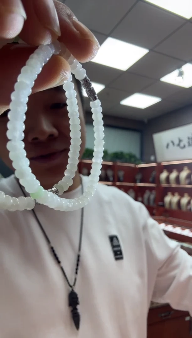 未镶嵌挂件翡翠A货翡翠多样性一件冰算盘珠手串
