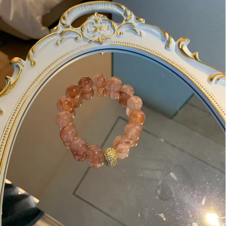 粉胶花小金球水晶女款氛围感手串多样性发其一