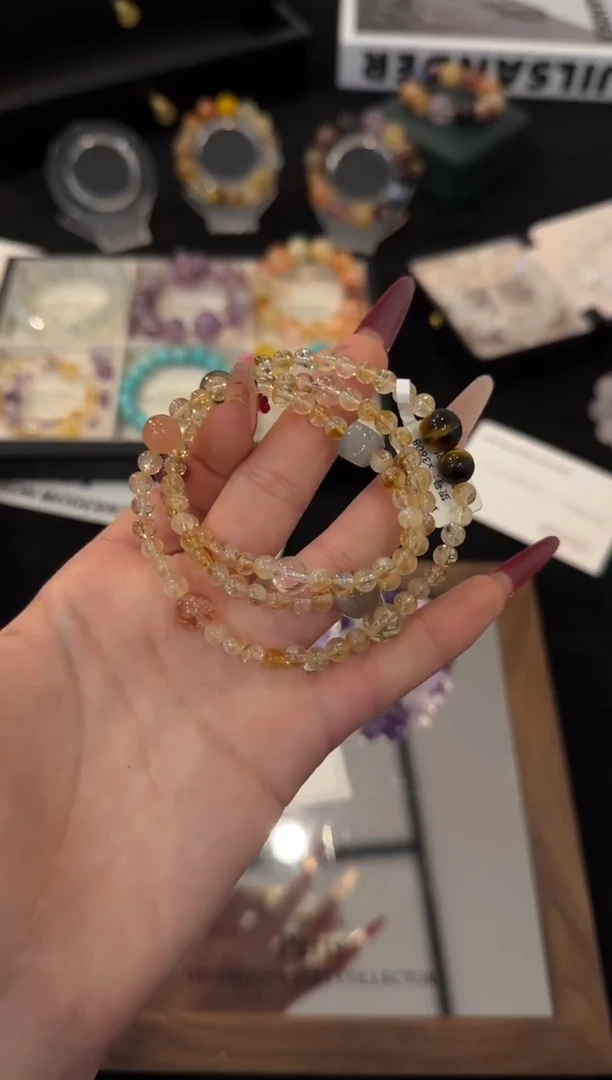 合金手链水晶黄塔晶三圈x3608