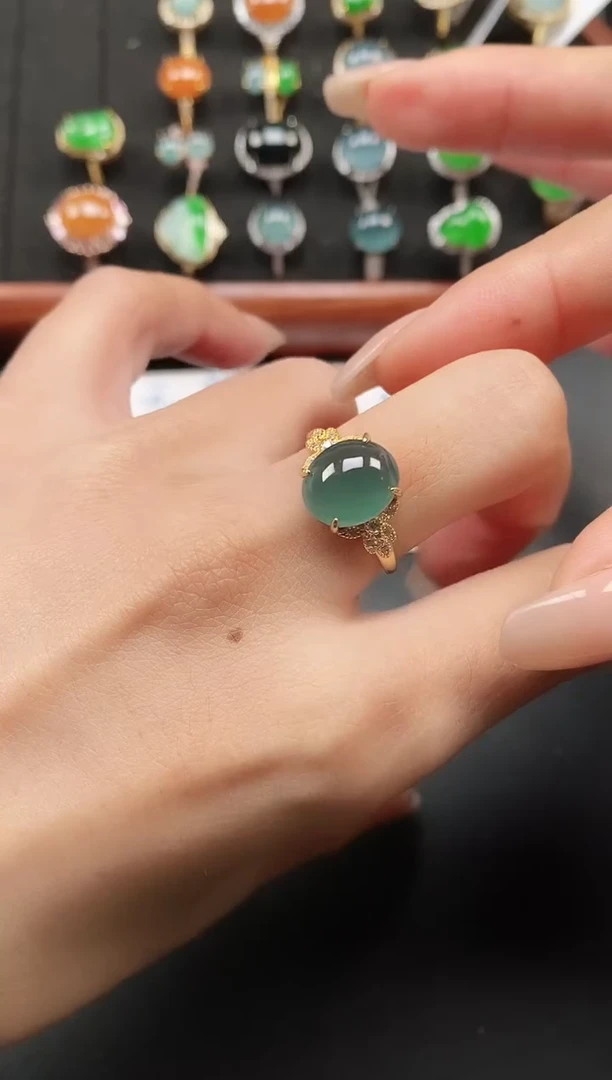 银S925镶嵌戒指翡翠11