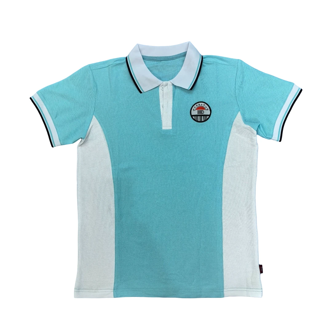 新疆包邮30小夏季T恤时尚休闲透气翻领蓝色学院风校服小学生舒适