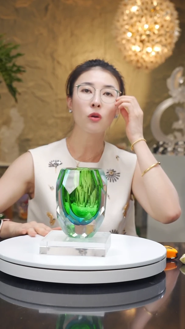 琉璃手工艺品福利蓝绿切面花瓶香薰瓶