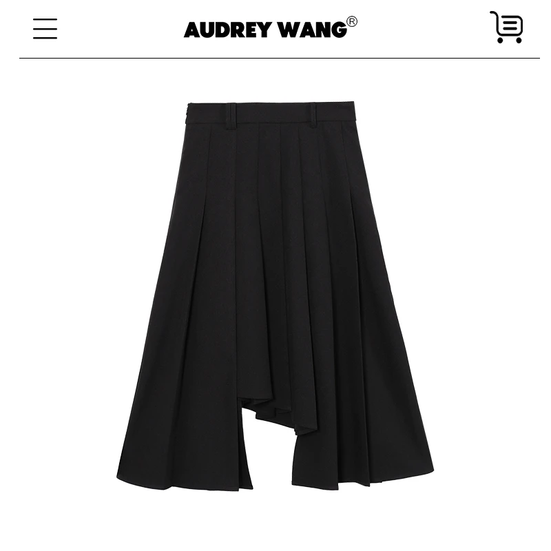 AUDREYWANG秋冬不规则百褶显瘦半裙11445+11545