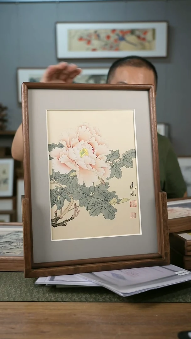 书法屏风尺寸30*40，整体带底座，北美黑胡桃材质