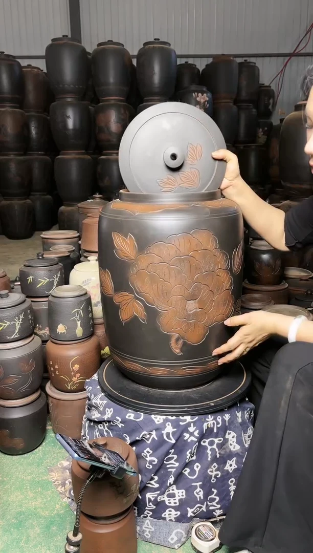 【闪购商品】壶完品 水缸 36升 牡丹花