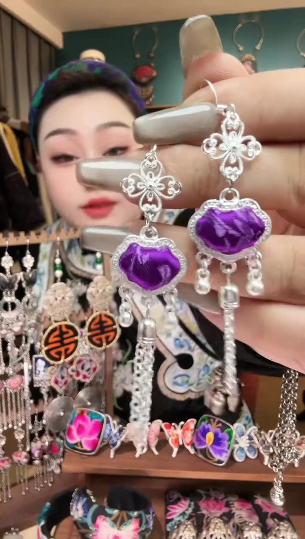 刺绣纯手工民族风刺绣耳环