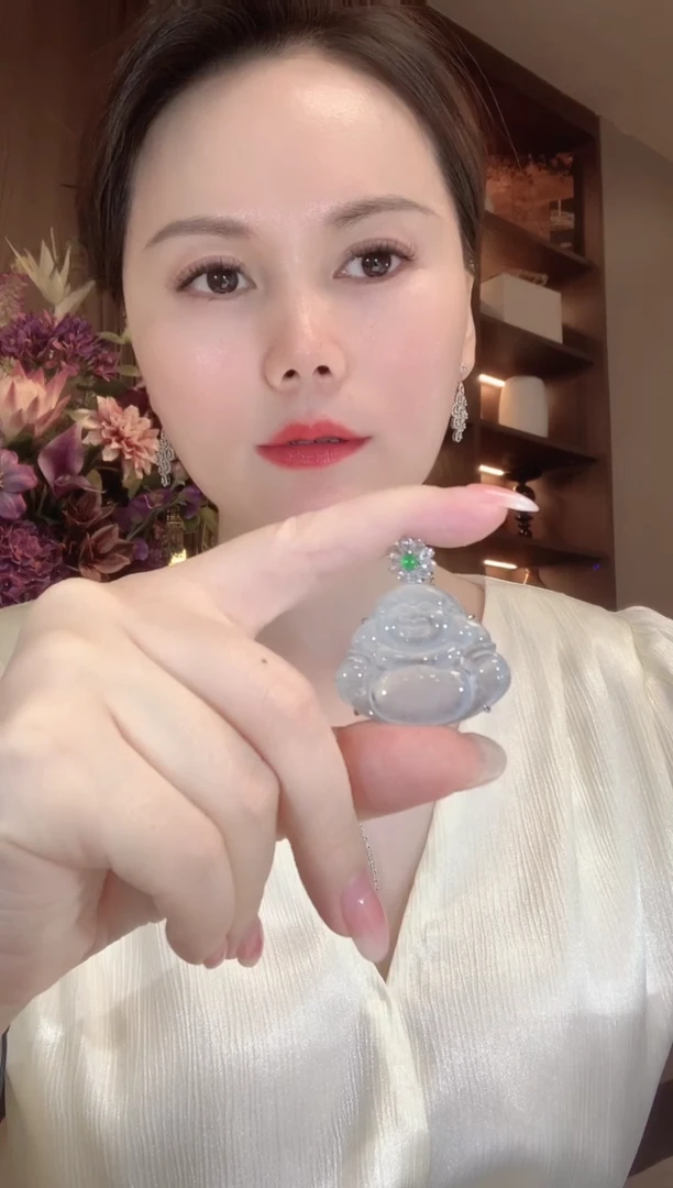 吊坠(不含链)18K金镶嵌翡翠A97