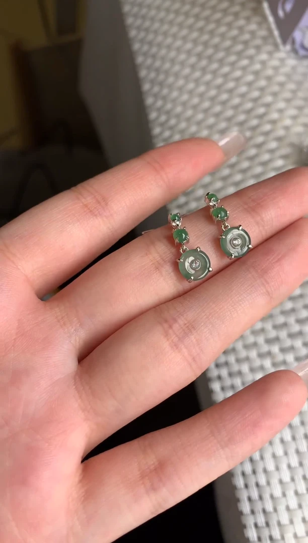 银S925镶嵌戒指翡翠耳饰