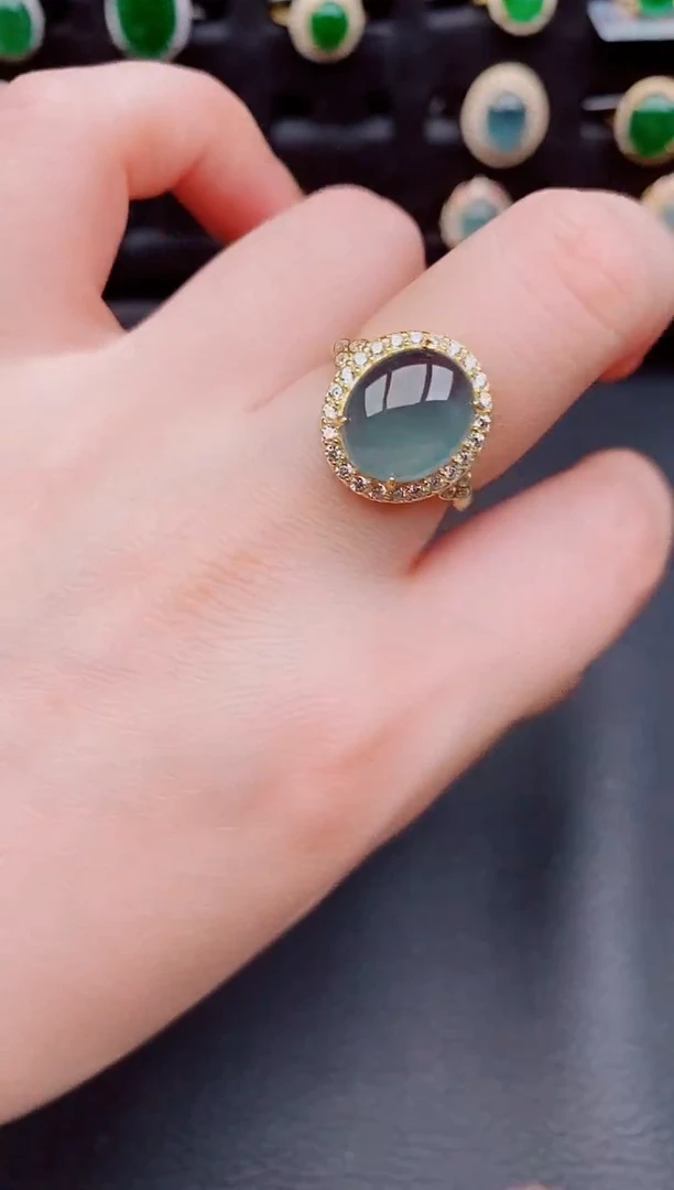 【闪购商品】翡翠戒指银S925镶嵌天然a货翡翠178