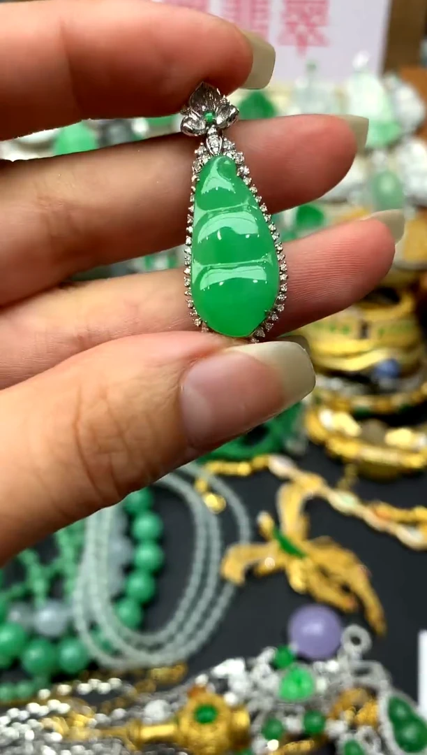 翡翠18K金镶嵌颈饰531-中国好珍宝