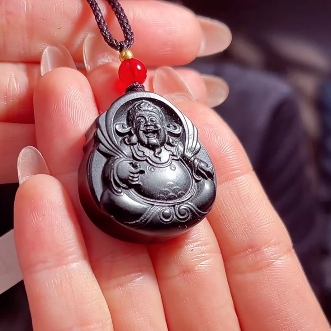 和田玉墨玉精品财神小吊坠拍一发一