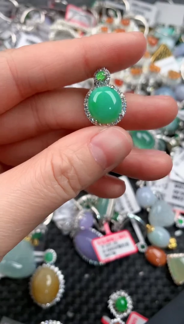 银S925镶嵌戒指翡翠999---2