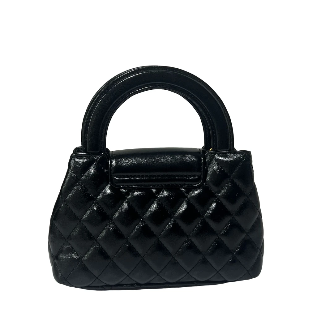 TOLEX2025新款百搭简约菱格女包油小香风油蜡皮黑色棕色20cm