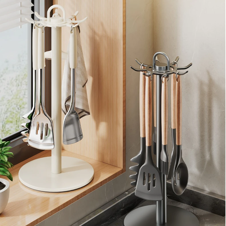 厨房置物架锅铲支架汤勺架家用台面挂钩旋转架挂铲子勺子收纳神器