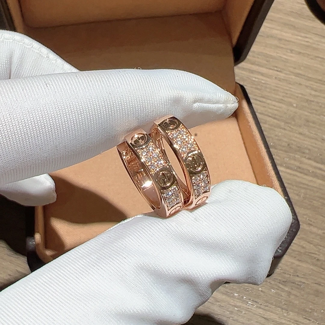 18K金满钻圈圈耳环K红