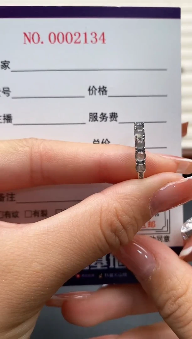 银S925镶嵌戒指翡翠22222+2