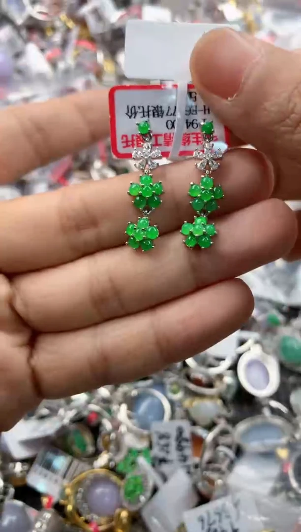 银S925镶嵌戒指翡翠444            9
