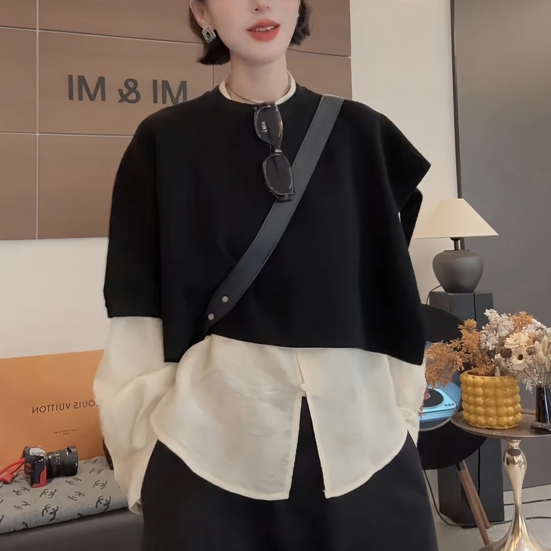 新款设计感黑色披肩女2025秋季大码胖MM减龄洋气休闲外搭