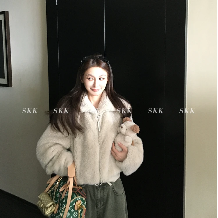 人造皮草 啦啦酱獨家鼎版娇姐私服YB定制环保皮草老钱毛毛外套女