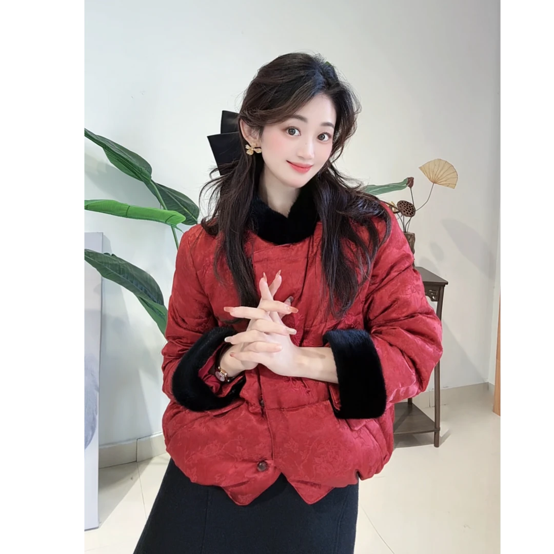 鹅绒服DY3333樱美嘉新中式秋冬新款水貂毛领保暖鹅绒外套