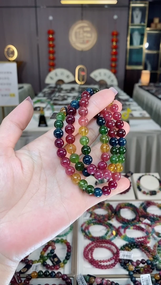 未镶嵌老矿碧玺三圈手串8mm+碧玺hon多样性发货一条