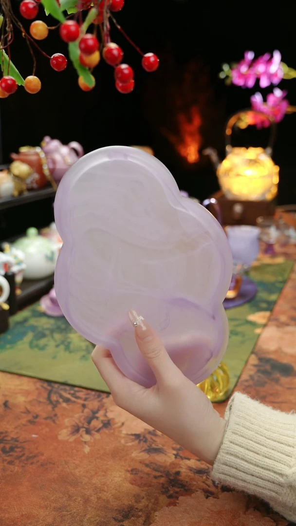 【闪购商品】紫色水晶琉璃壶承干泡垫