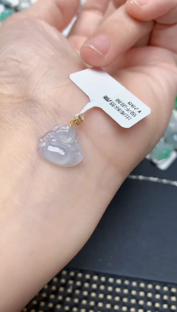 颈饰18K金镶嵌翡翠天然缅甸A货翡翠