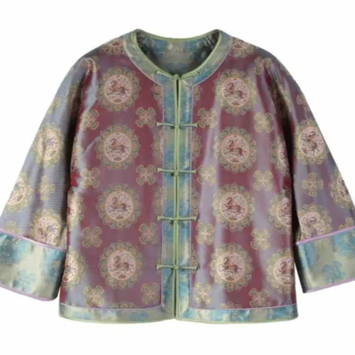 君    新中式 100桑蚕丝 381256【浮光錦】飞马宝相花外套【胡德银】