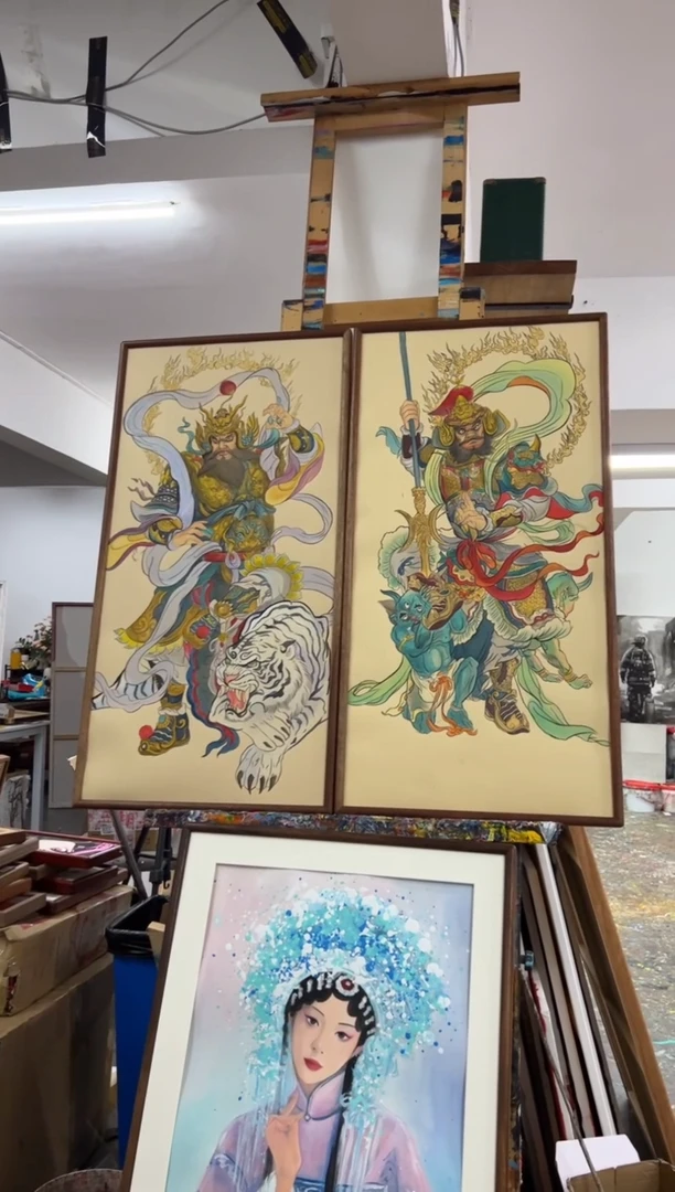 【闪购商品】丙烯画歪歪精装门神一对