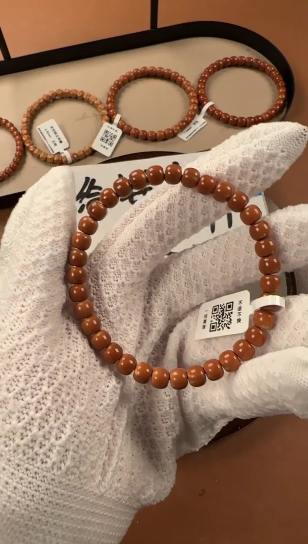 手串橄榄核6.7mm核尖单圈手串，老挝一代核，老料籽三花款