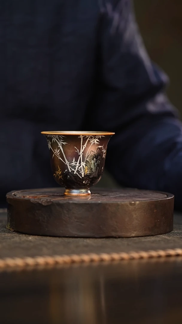 24柴房陶瓷柴烧银竹主人杯