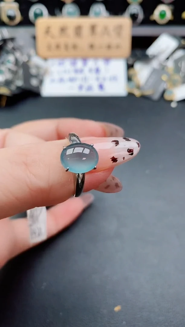 银S925镶嵌戒指翡翠1