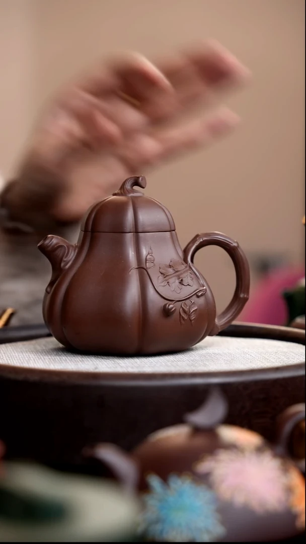 茶壶紫砂革紫泥南瓜壶