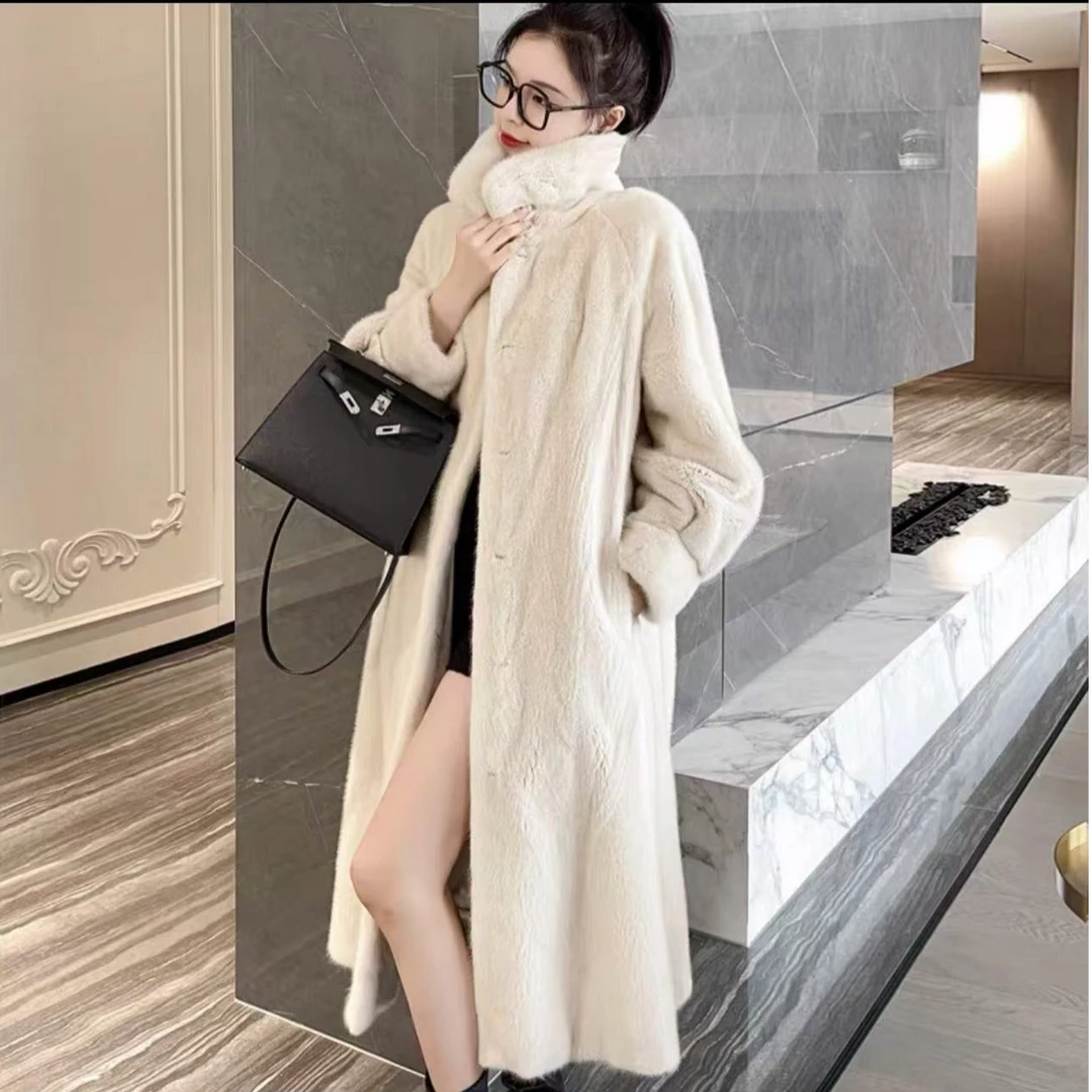【商场金标反季清】110厘米加长款雪兰貂立领冬季高端百搭外套.