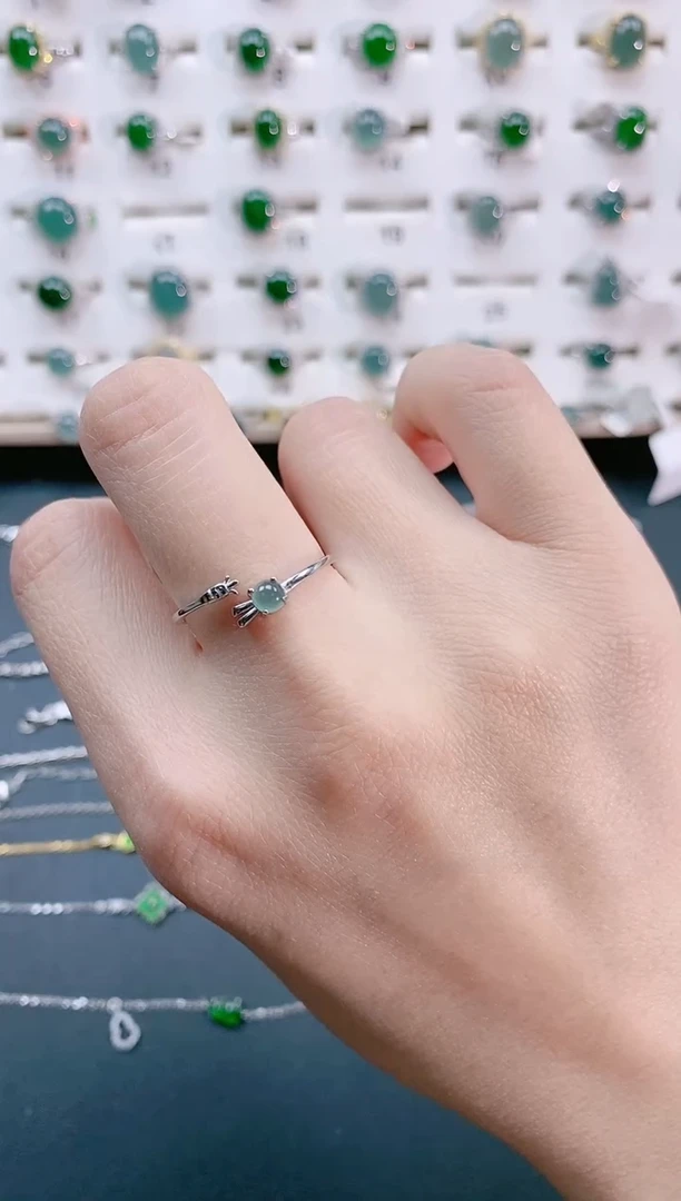 【闪购商品】翡翠戒指银S925镶嵌天然翡翠